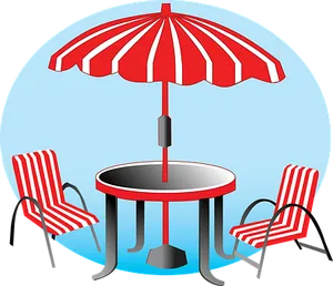 Beach Umbrellaand Chairs Graphic PNG Image