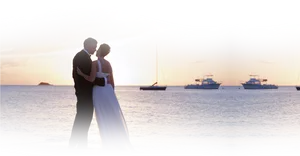 Beach Wedding Sunset Embrace PNG Image