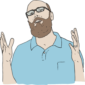 Bearded Man Gesturingwith Hands PNG image with transparent background