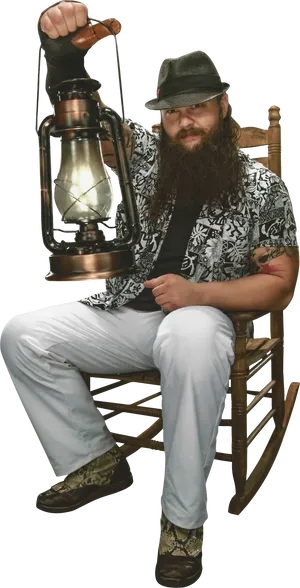 Bearded Man Holding Lantern PNG Image