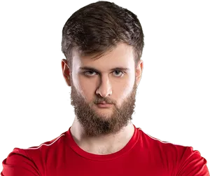 Bearded Manin Red Shirt PNG Image