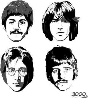 Beatles Png Free Download - Beatles Faces Black And White, Transparent Png PNG image with transparent background