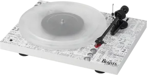 Beatles Themed Turntable Design PNG Image