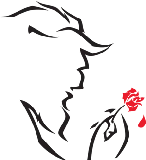 Beauty Beast Silhouette Rose PNG Image