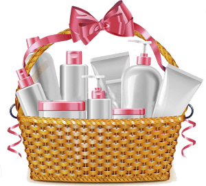 Beauty Products Gift Basket PNG image with transparent background