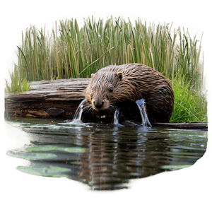 Beaver Building Dam PNG wod PNG image with transparent background