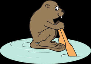 Beaver Ice Fishing Cartoon PNG image with transparent background