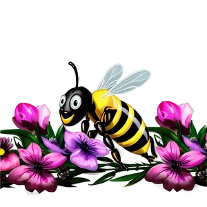 Bee With Flowers Png Bnm PNG Image