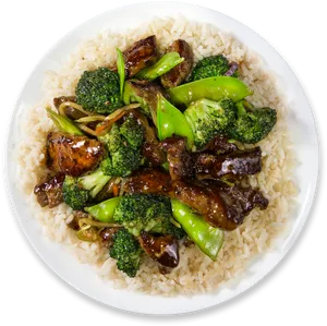 Beef Broccoli Stir Fry Rice Dish PNG Image