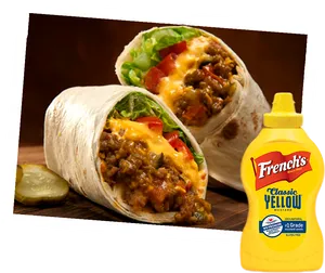 Beef Burrito Yellow Mustard PNG Image