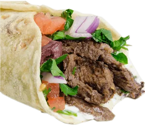 Beef Shawarma Wrap Delicious Filling PNG Image