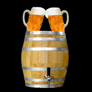 Beer Mugson Barrel PNG image with transparent background