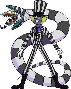 Black Hat Desguised As Beetlejuice For Haloween - Cartoon PNG image with transparent background
