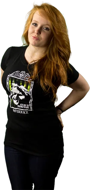 Beetlejuice Fan T Shirt Model PNG Image