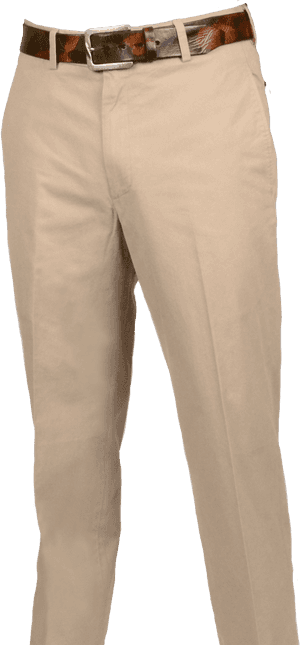 Beige Casual Pantswith Brown Belt PNG