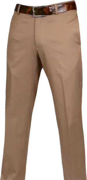 Beige Dress Pantswith Belt PNG Image