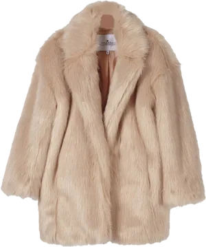 Beige Faux Fur Coat PNG Image