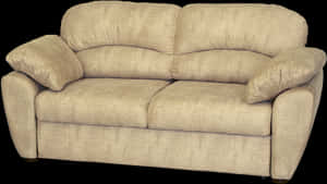 Beige Plush Fabric Couch PNG image with transparent background