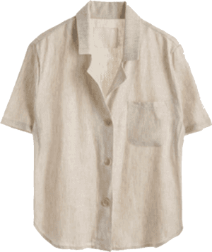 Beige Short Sleeve Shirt PNG image with transparent background