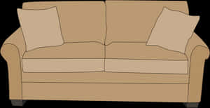 Beige Sofawith Cushions Vector PNG image with transparent background