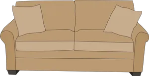 Beige Sofawith Cushions Vector PNG Image