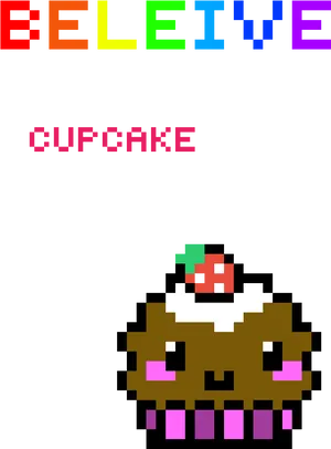 Believe Pixel Cupcake PNG Image