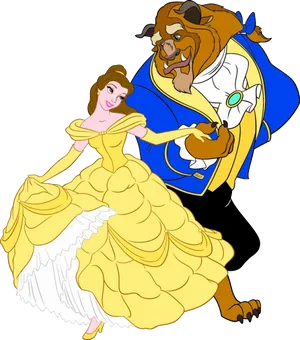 Belleand Beast Dancing PNG Image