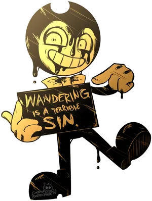 Bendy Cartoon Sin Warning PNG Image