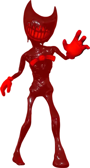 Bendy Character Red Cartoon Figure PNG Image