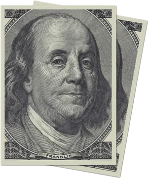 Benjamin Franklin100 Dollar Bills Fanned Out PNG Image