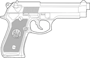 Beretta Pistol Line Drawing PNG Image