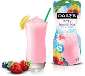 Berry Lemonade Frozen Cocktail Packaging PNG Image