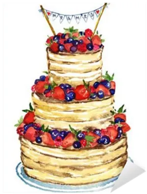 Berry Topped Celebration Cake Illustration PNG Image