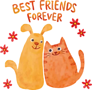 Best Friends Forever Cartoon Dog Cat PNG Image