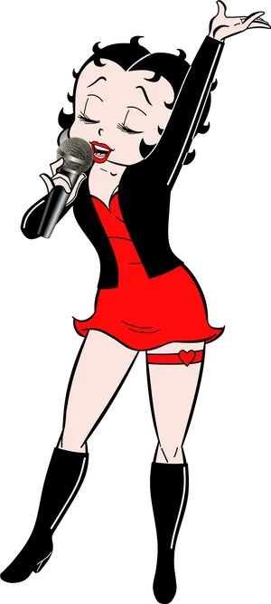 Betty Boop Singing Red Dress PNG Image