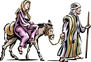Vector Illustration Of Mary And Joseph With Donkey - Mary And Joseph And Donkey, HD Png Download PNG image with transparent background