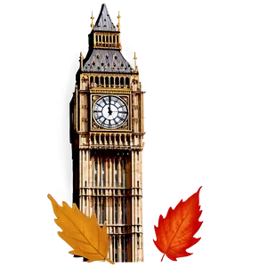 Big Ben And Autumn Leaves Png Oqt25 PNG Image