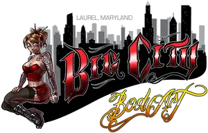 Big City Body Art Tattoo Piercing Advertisement PNG Image