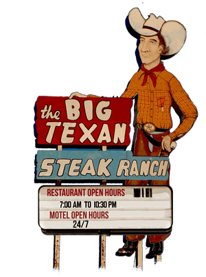 Big Texan Steak Ranch Cowboy Sign PNG image with transparent background
