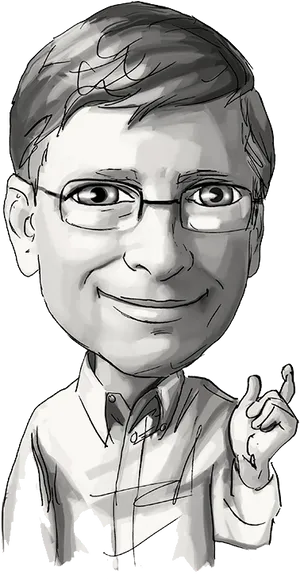 Bill Gates Caricature Sketch PNG Image