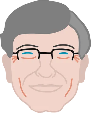 Bill Gates Cartoon Portrait PNG Image