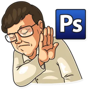 Bill Gates Listening Cartoon Sticker PNG Image