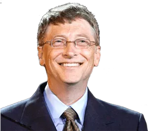 Bill Gates Smiling Portrait PNG Image