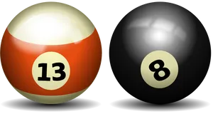 Billiard Balls13and8 PNG Image