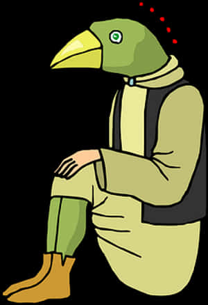 Bird Headed Humanoid Illustration PNG image with transparent background