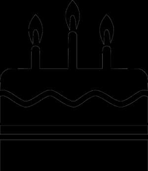 Birthday Cake Outlinewith Three Candles PNG image with transparent background