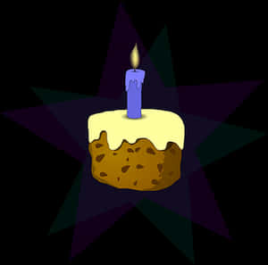 Birthday Cake Single Candle Illustration PNG with transparent background