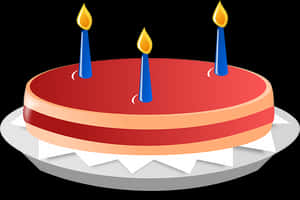 Birthday Cake Three Candles PNG with transparent background