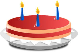 Birthday Cake Three Candles PNG Image