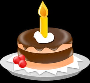 Birthday Cake With One Candle PNG image with transparent background